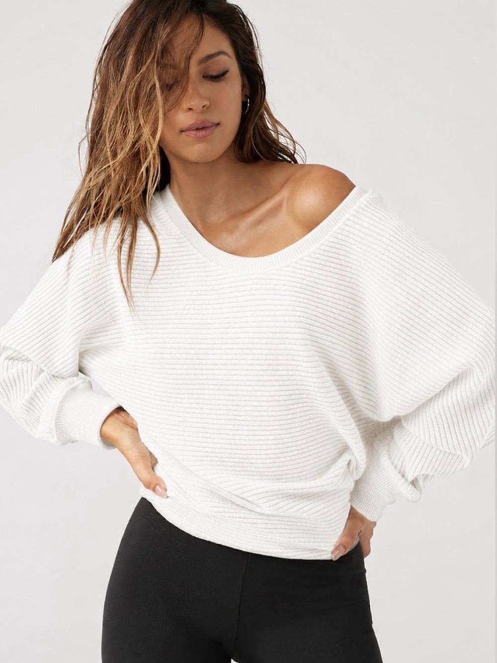 Joah Brown lightweight luxe dolman top, off the shoulder O/S
